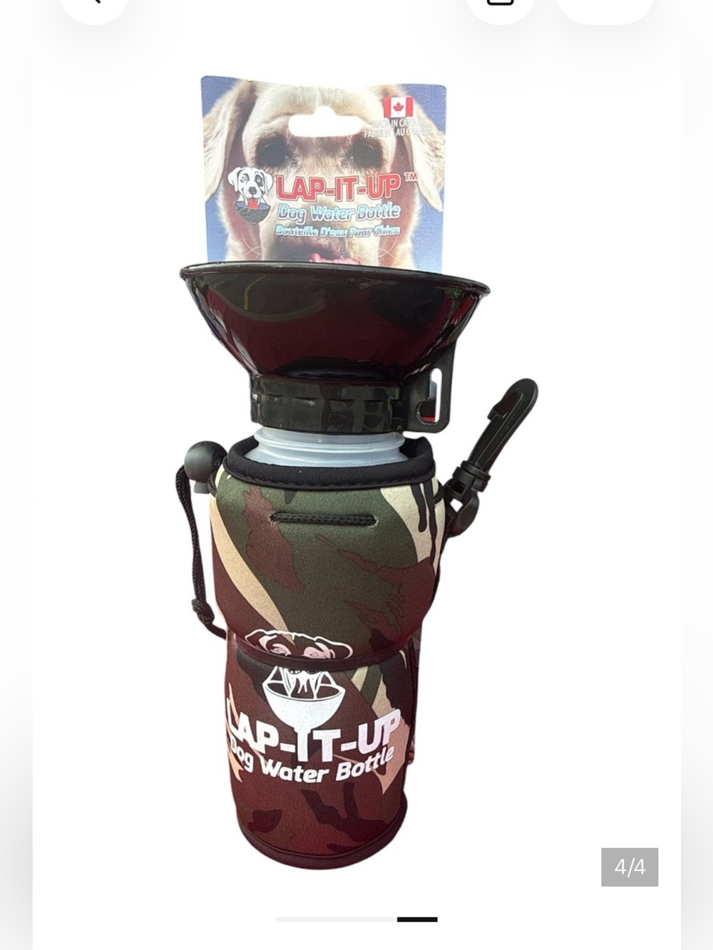 NEW Lap-It-Up Dog Water Bottle 20 oz Portable Travel Bowl Camo Made in Canada